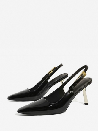 Svart Kjole For Kvinner Sko Med Spiss Tå Spesialformet Høyhæl Slingback Pumps