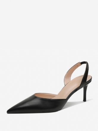 Svarte Hæler For Kvinner Med Spiss Tå Stiletthæl Slingback Pumps