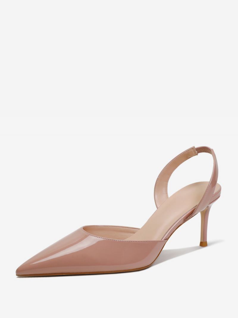 Svarte Hæler For Kvinner Med Spiss Tå Stiletthæl Slingback Pumps - Kjøtt