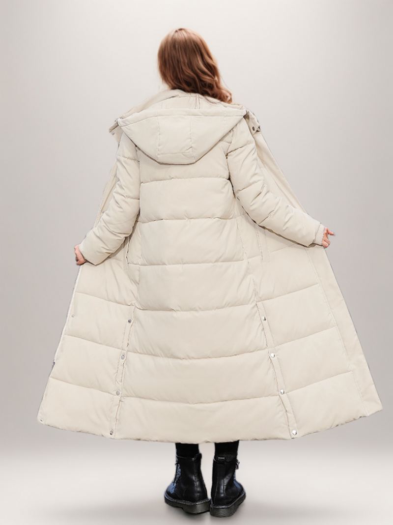 Puffer Coats Ecru Hvit Vinter Lang Yttertøy For Dame - Beige