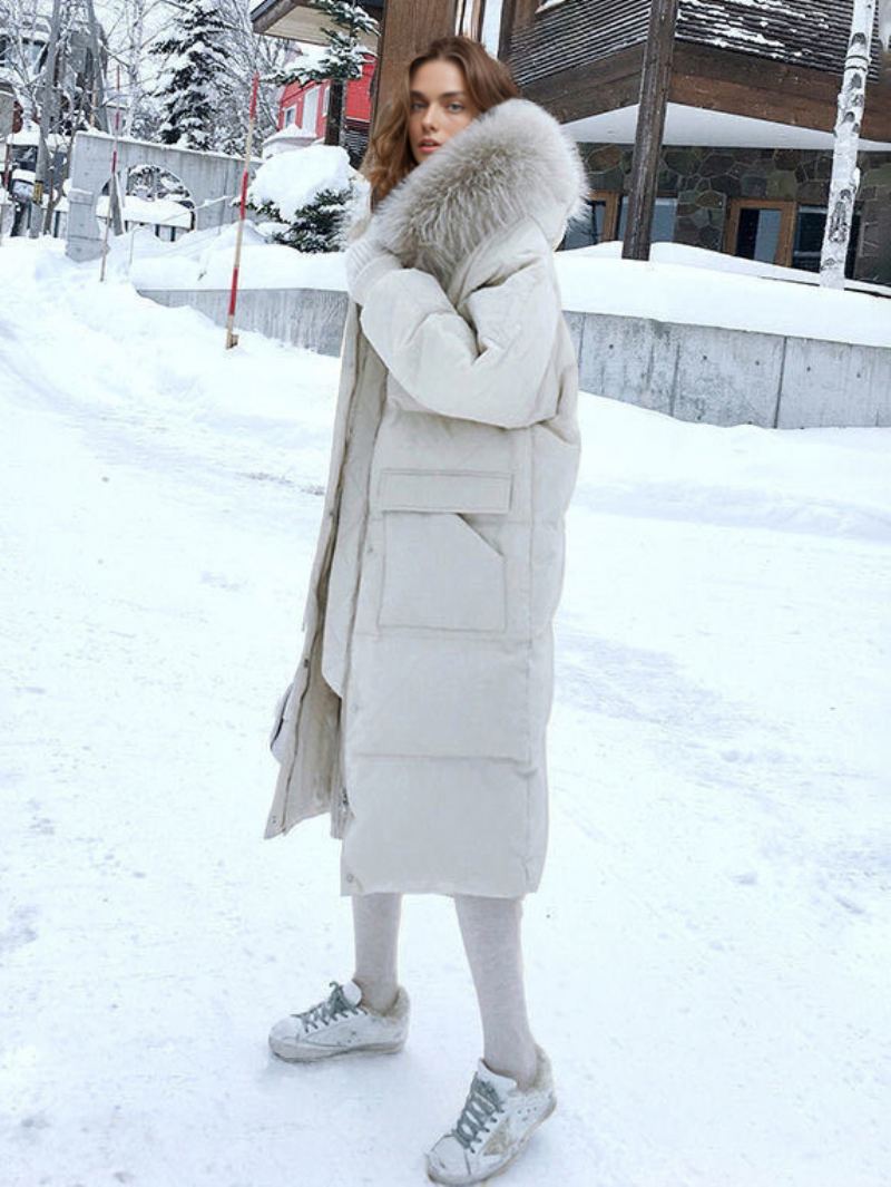 Puffer Coats For Dame Ecru White Thicken Vinter Yttertøy