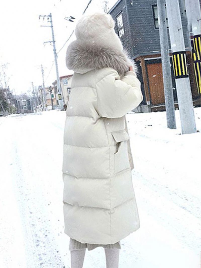 Puffer Coats For Dame Ecru White Thicken Vinter Yttertøy - Beige