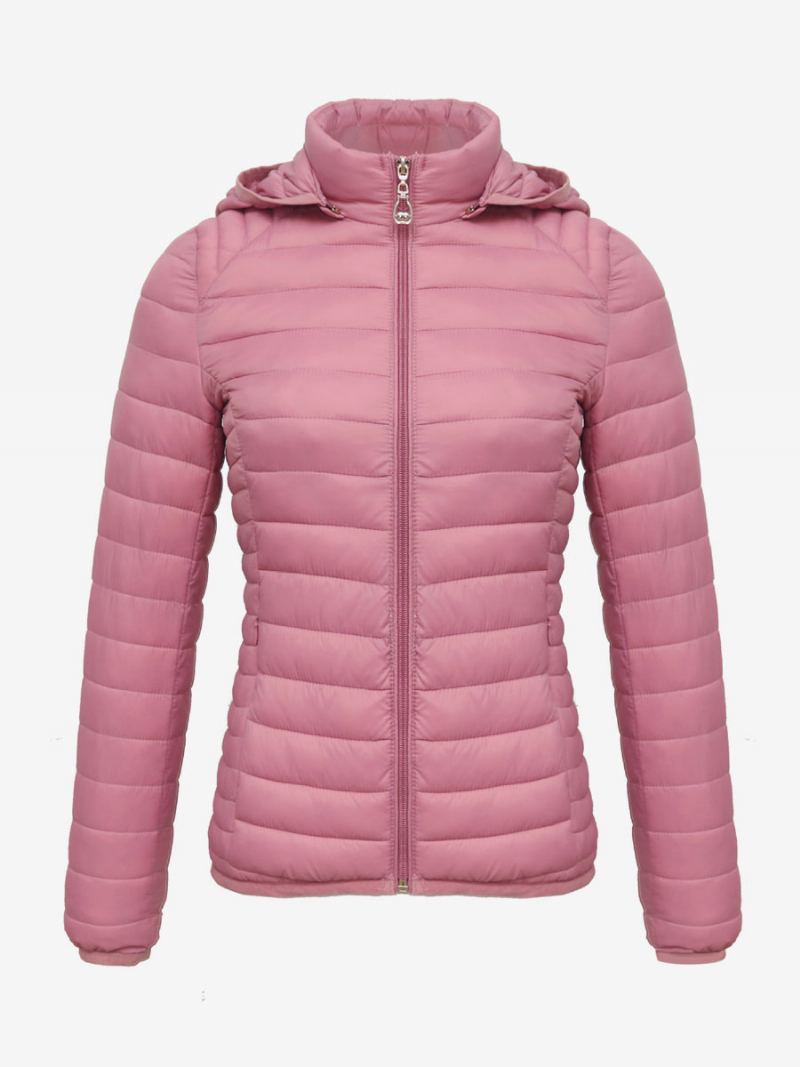 Puffer Coats Rosa Hette Bomull Vinter Varmt Yttertøy For Kvinner - Cameo Rosa