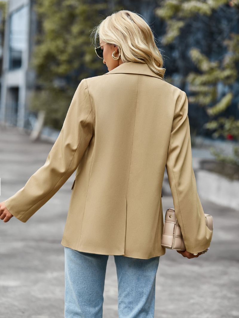 Dameblazer Mote Turndown-krage Med Lange Ermer - Khaki