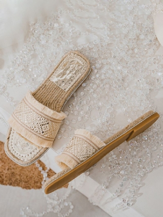 Boho Slide Sandaler Dame Chic Fringe Open Toe Sandal Tøfler