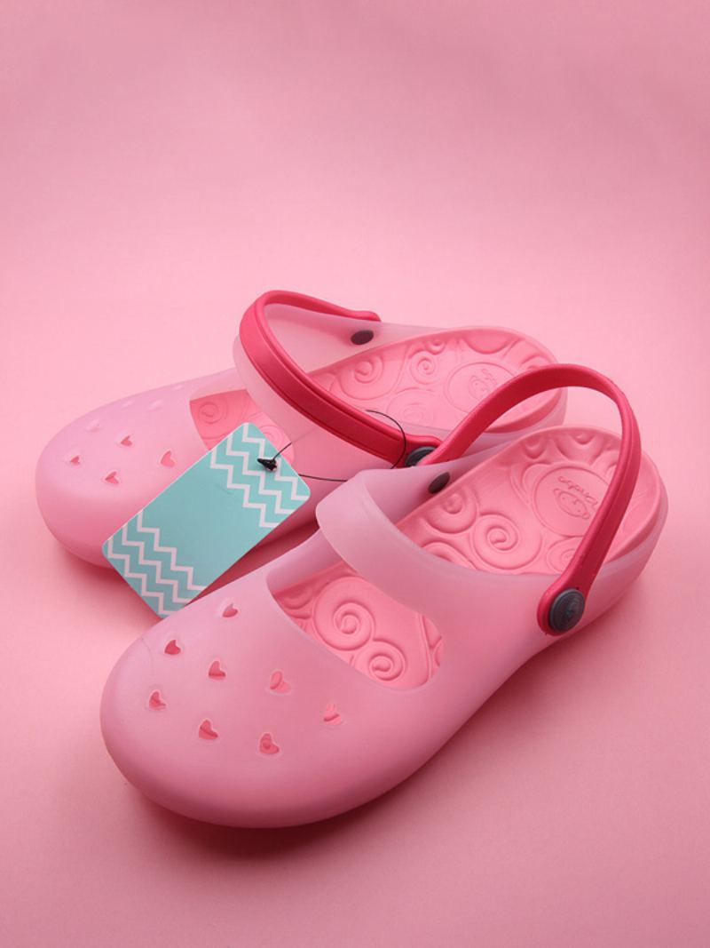 Dames Slide Sandaler Rosa Tofarget Rund Toe Cut Out Slippers