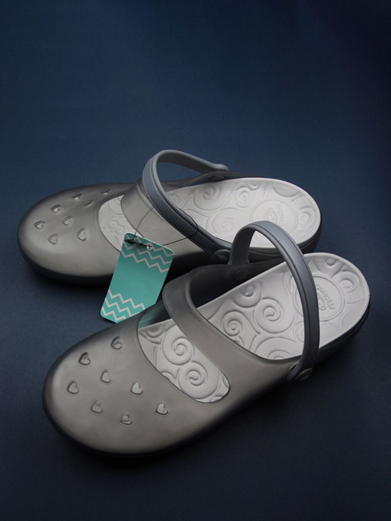 Dames Slide Sandaler Rosa Tofarget Rund Toe Cut Out Slippers - Grå