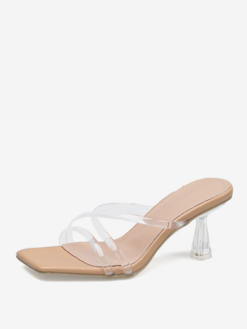 Damesandaler Med Transparente Firkantede Pvc-sandaler Stiletthæl - Lys Gul