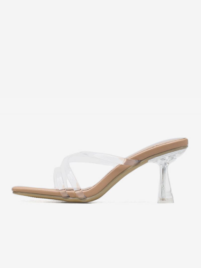 Damesandaler Med Transparente Firkantede Pvc-sandaler Stiletthæl - Lys Gul