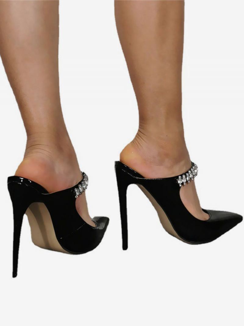 Høye Hæler For Kvinner Plus Size Pumps Stiletthæl Patent Pu Øvre - Svart