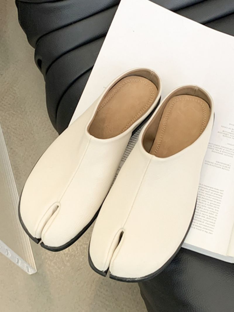 Kvinners Svarte Tresko Fingerdesignet Slip On-tøfler - Beige