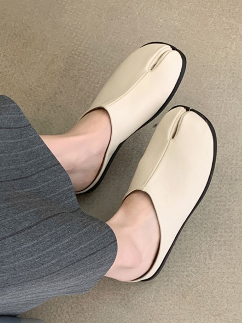 Kvinners Svarte Tresko Fingerdesignet Slip On-tøfler - Beige