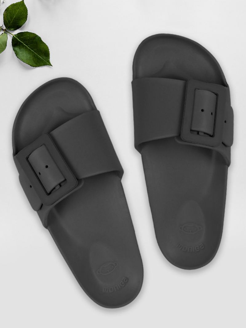 Slidesandaler For Kvinner Svarte Uformelle Knapper Sandal Slides