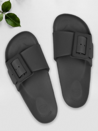 Slidesandaler For Kvinner Svarte Uformelle Knapper Sandal Slides