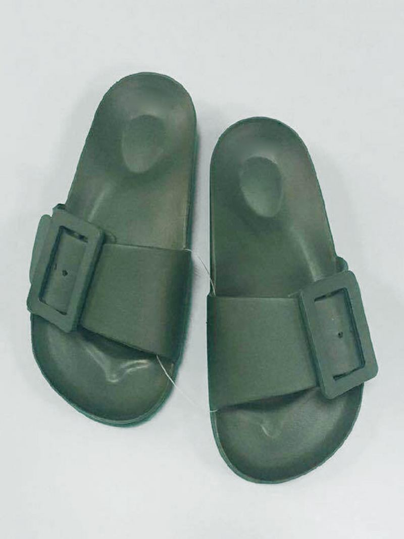 Slidesandaler For Kvinner Svarte Uformelle Knapper Sandal Slides - Grønn