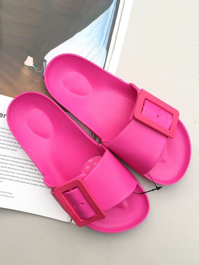 Slidesandaler For Kvinner Svarte Uformelle Knapper Sandal Slides - Rød