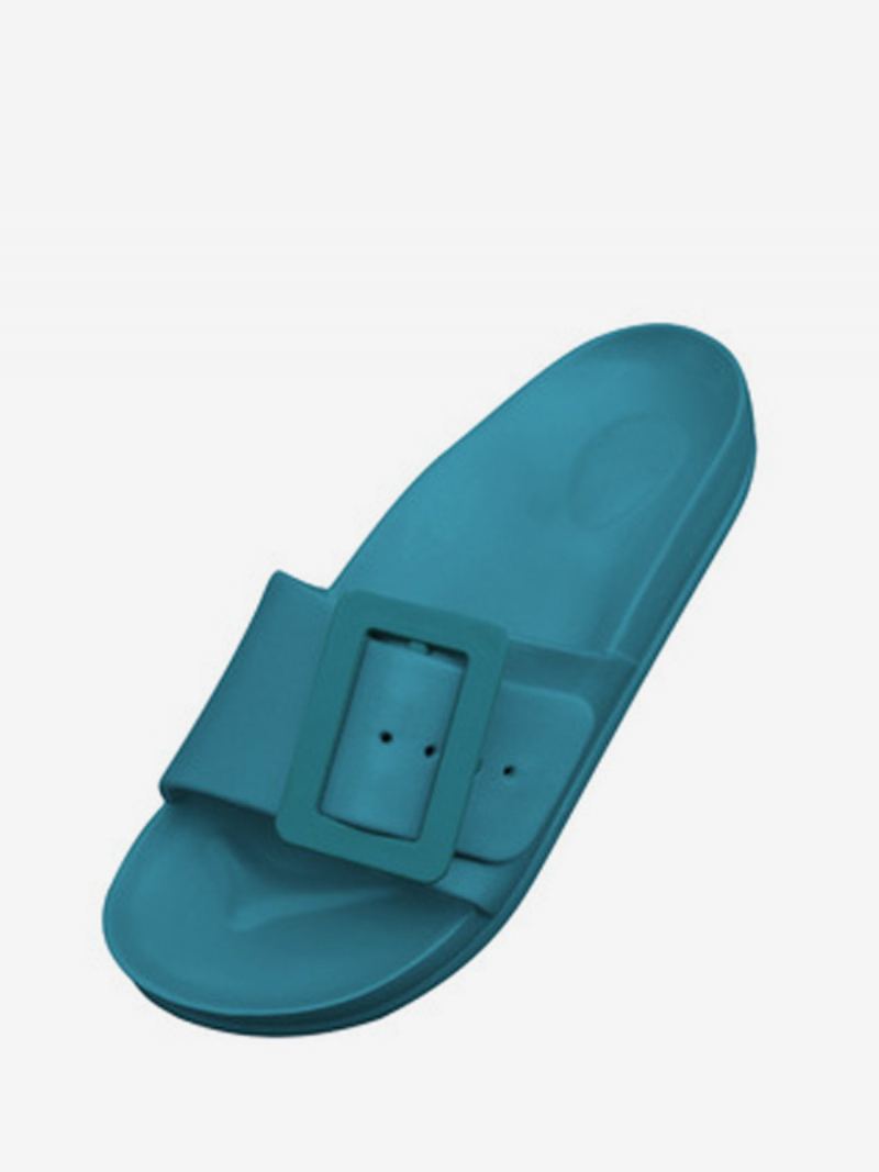 Slidesandaler For Kvinner Svarte Uformelle Knapper Sandal Slides - Blå