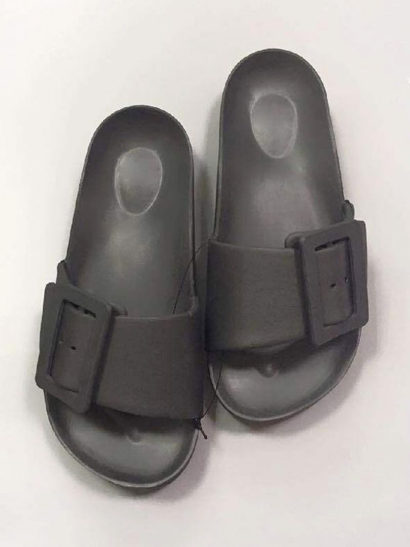 Slidesandaler For Kvinner Svarte Uformelle Knapper Sandal Slides - Sort