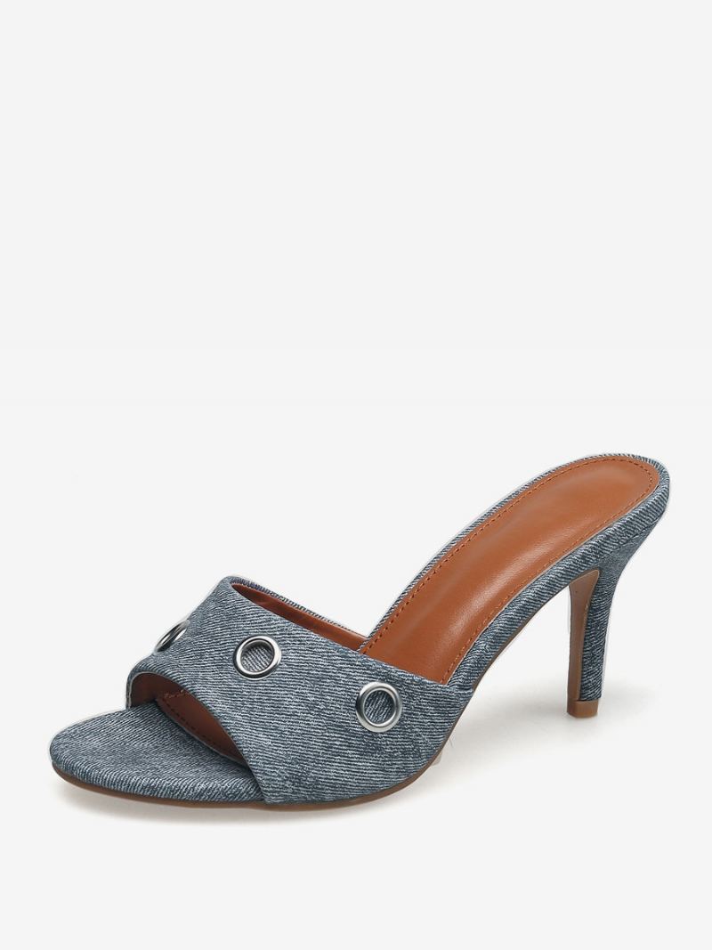 Slingbacks For Kvinner Med Stiletthæl Canvas Mules Lys Himmelblå