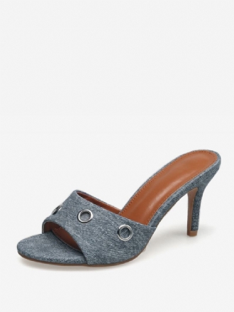 Slingbacks For Kvinner Med Stiletthæl Canvas Mules Lys Himmelblå