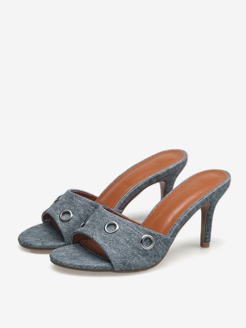 Slingbacks For Kvinner Med Stiletthæl Canvas Mules Lys Himmelblå - Lys Himmelblå