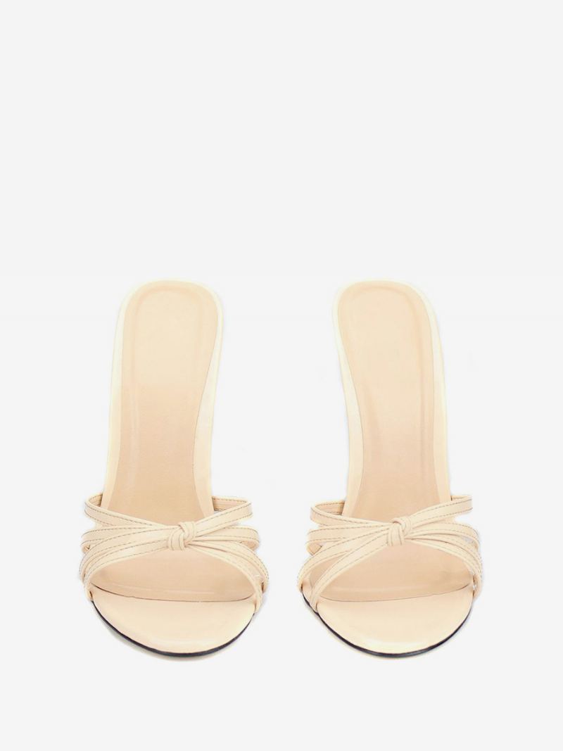 Strappy Mule-hæl For Kvinner I Svart - Beige