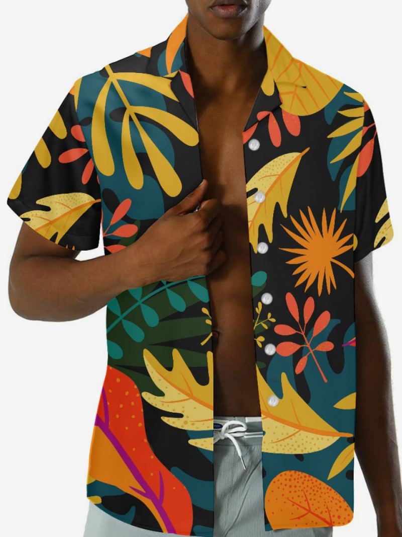 Kortermet Hawaii Skjorte For Menn Tropical Printed Vacation Top