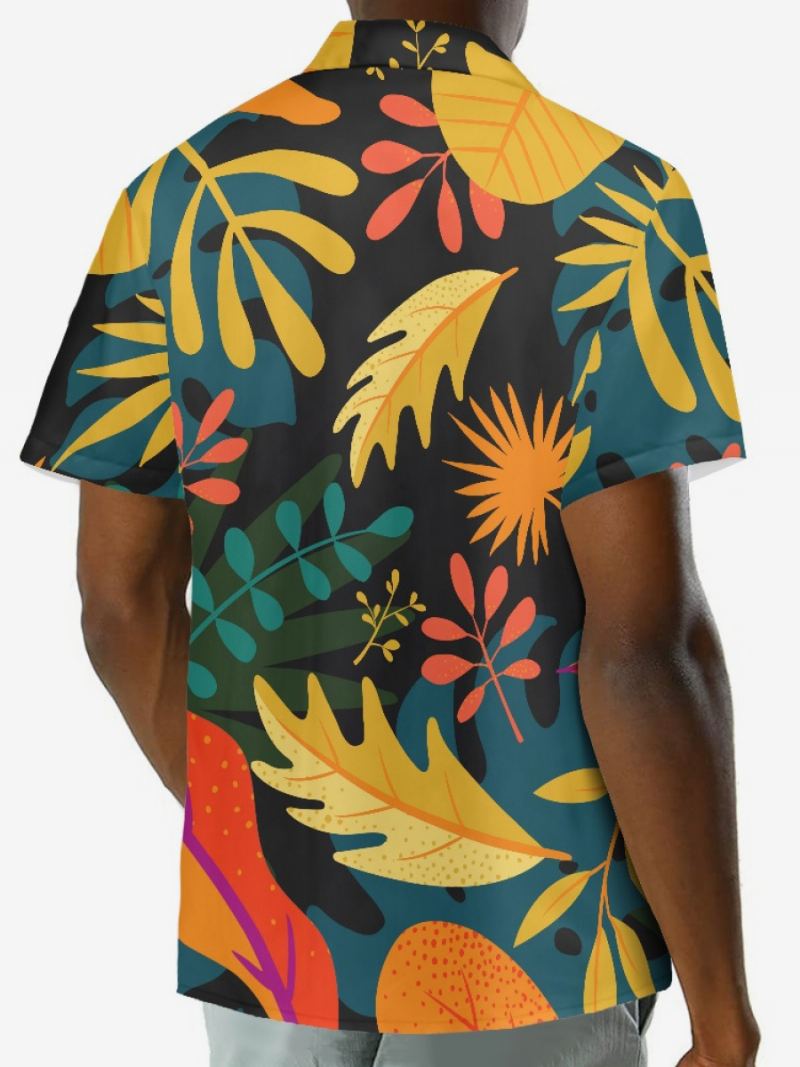 Kortermet Hawaii Skjorte For Menn Tropical Printed Vacation Top - Svart