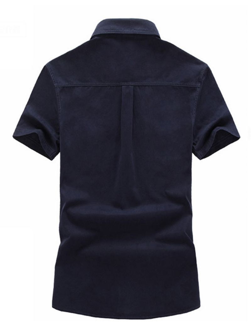 Uformell Skjorte For Menn Turndown-krage Asymmetrisk Lappeteppe Dark Navy Herreskjorter - Mørk Navy