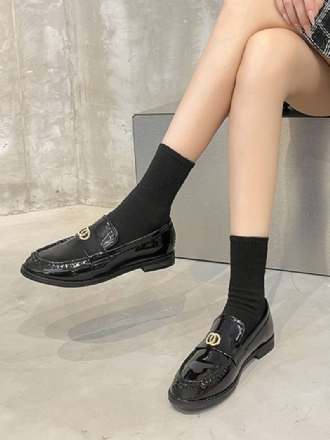 Black Slip On Loafers Dame Uppy Heel