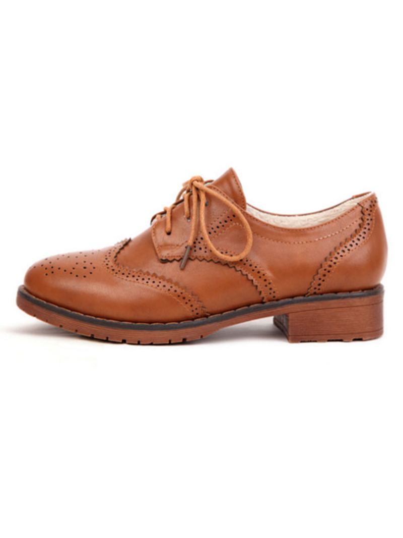 Brogue Wingtips Oxfords Med Snøring For Kvinner - Kaffe Brun