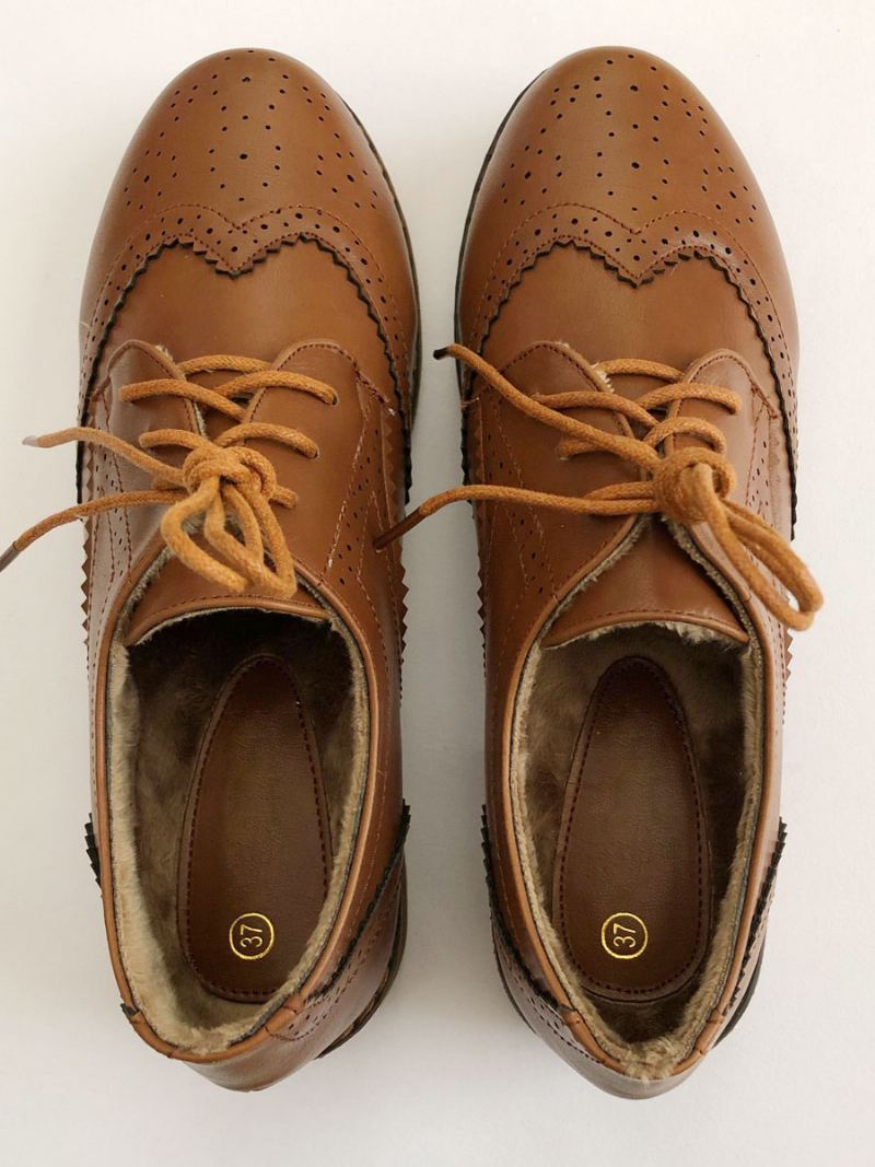 Brogue Wingtips Oxfords Med Snøring For Kvinner - Kaffe Brun