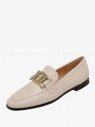 Dame Slip On Loafers Hvite Runde Flate Sko