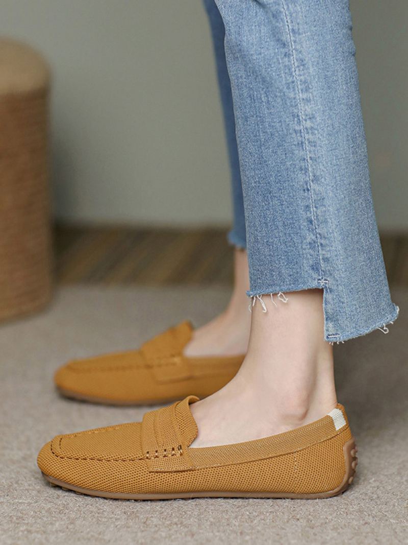 Flat Loafers For Kvinner Rund Tå Slip On Casual Sko