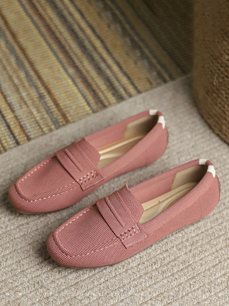 Flat Loafers For Kvinner Rund Tå Slip On Casual Sko - Rosa