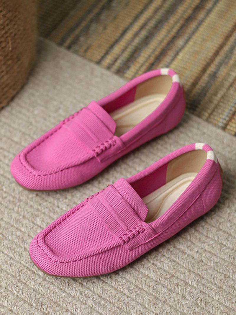 Flat Loafers For Kvinner Rund Tå Slip On Casual Sko - Rose