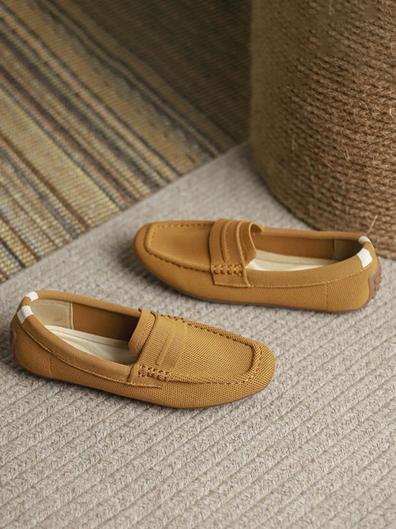 Flat Loafers For Kvinner Rund Tå Slip On Casual Sko - Kaffebrun