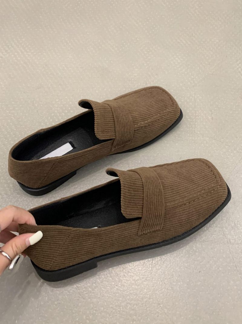 Flat Mikro-semsket Øvre Loafers For Kvinner - Kaffe Brun