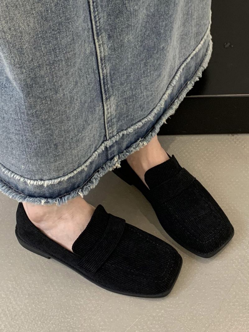 Flat Mikro-semsket Øvre Loafers For Kvinner - Sort