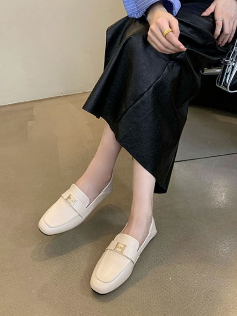 Flat Polyester Loafers For Kvinner - Lys Gul