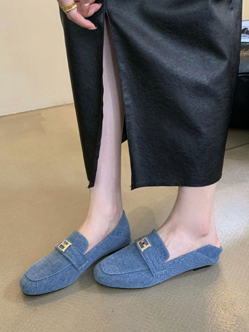 Flat Polyester Loafers For Kvinner - Lys Himmelblå