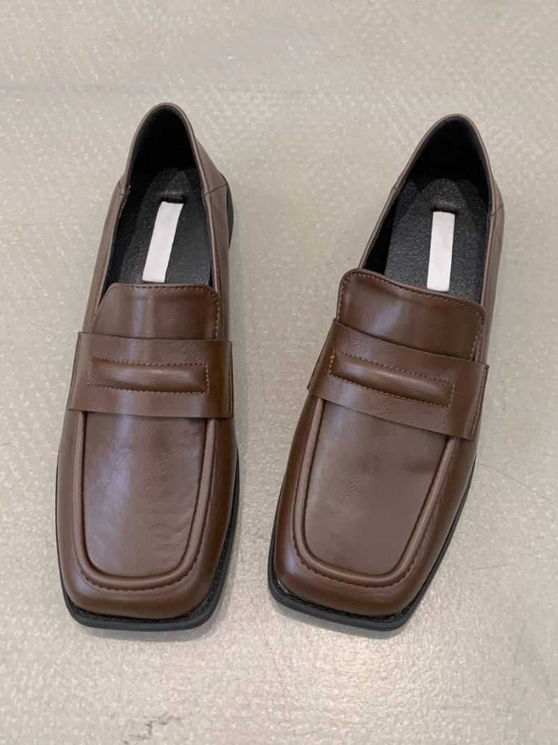 Flate Loafers I Pu-skinn For Kvinner - Kaffe Brun