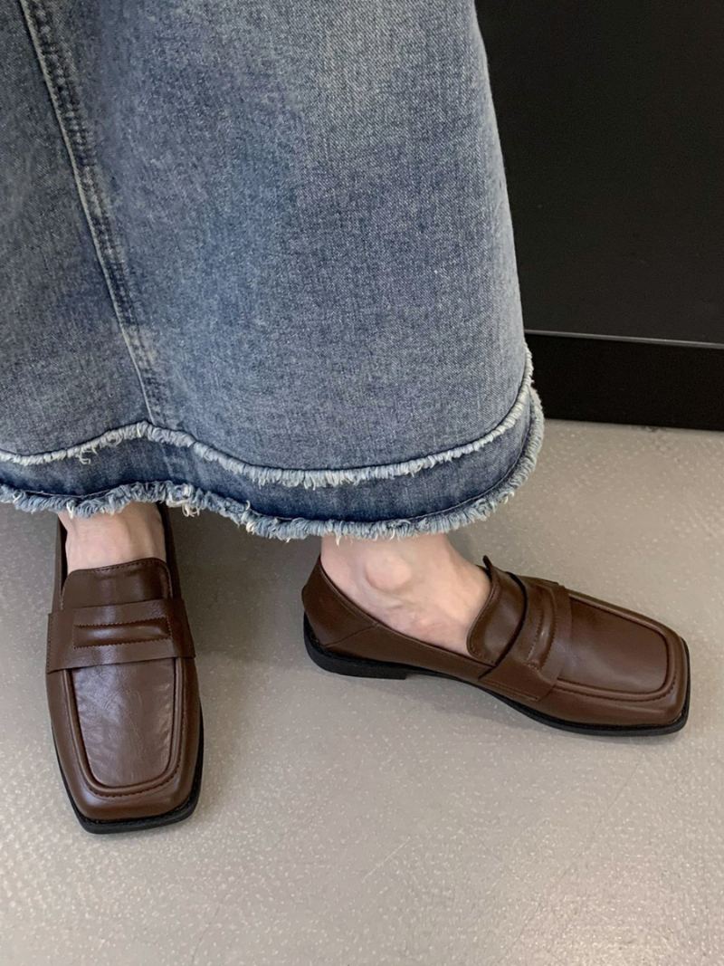 Flate Loafers I Pu-skinn For Kvinner - Kaffe Brun