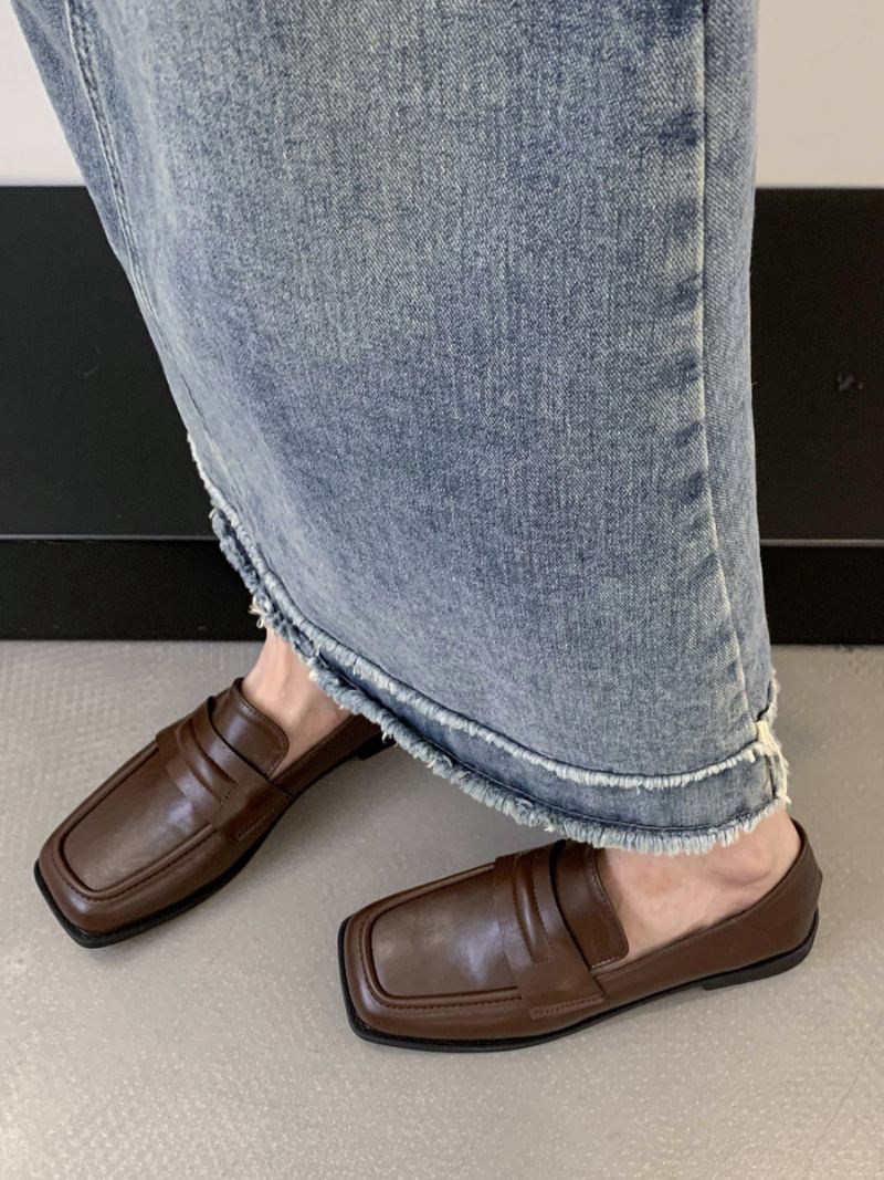 Flate Loafers I Pu-skinn For Kvinner - Kaffe Brun