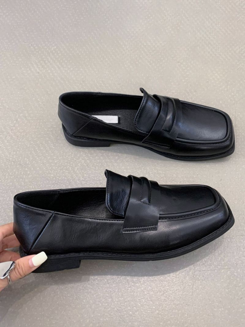 Flate Loafers I Pu-skinn For Kvinner - Sort