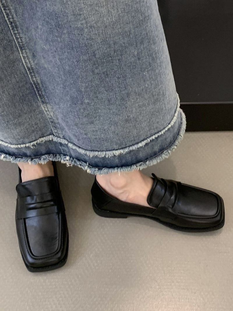 Flate Loafers I Pu-skinn For Kvinner - Sort