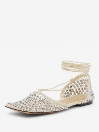 Flate Sandaler For Kvinner Rhinestones Snøring Party Ball Sko