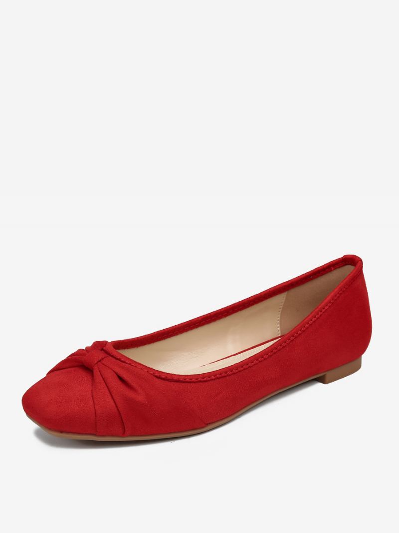 Kvinners Ballerina Flats Firkantet Toe Buer Elastisk Stoff Ballett - Rød