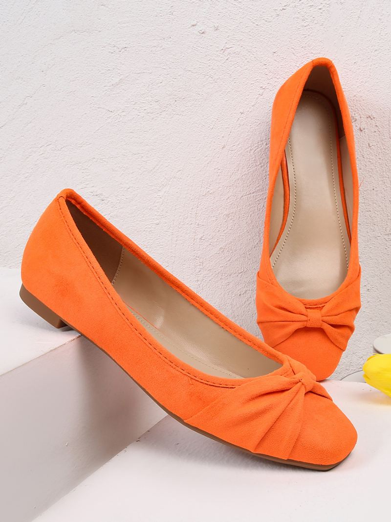 Kvinners Ballerina Flats Firkantet Toe Buer Elastisk Stoff Ballett - Oransje