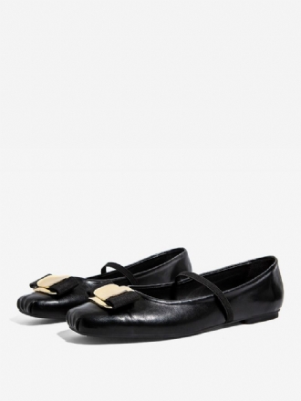 Kvinners Ballett Flats Black Bow Mary Jane Flate Sko